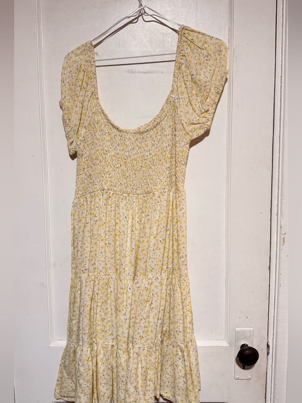 Aeropostale Floral Smocked Mini Dress | Cottagecore Yellow Sundress